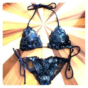 Sequin and lace bikini